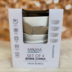Mikasa White Bone China SAMANTHA Pattern Fruit Bowls Set Of 4